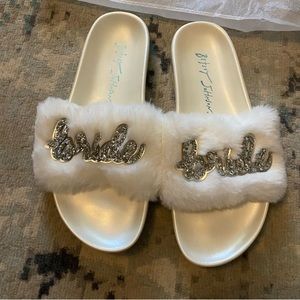 Betsey Johnson bride slippers, worn once size 6